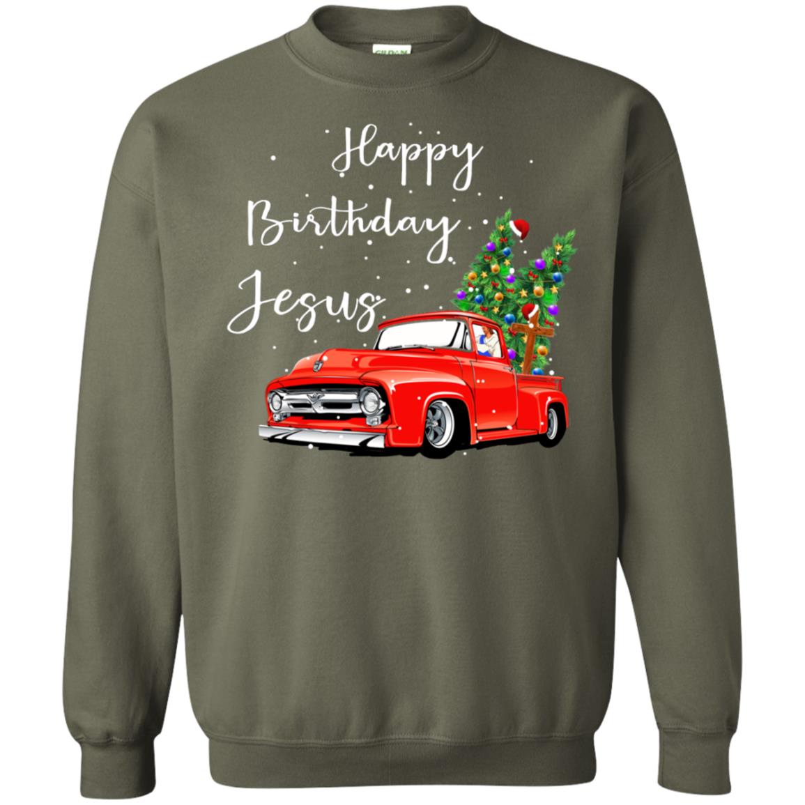 Happy Birthday Jesus Christian Christ X-mas Gift Shirt Military Green
