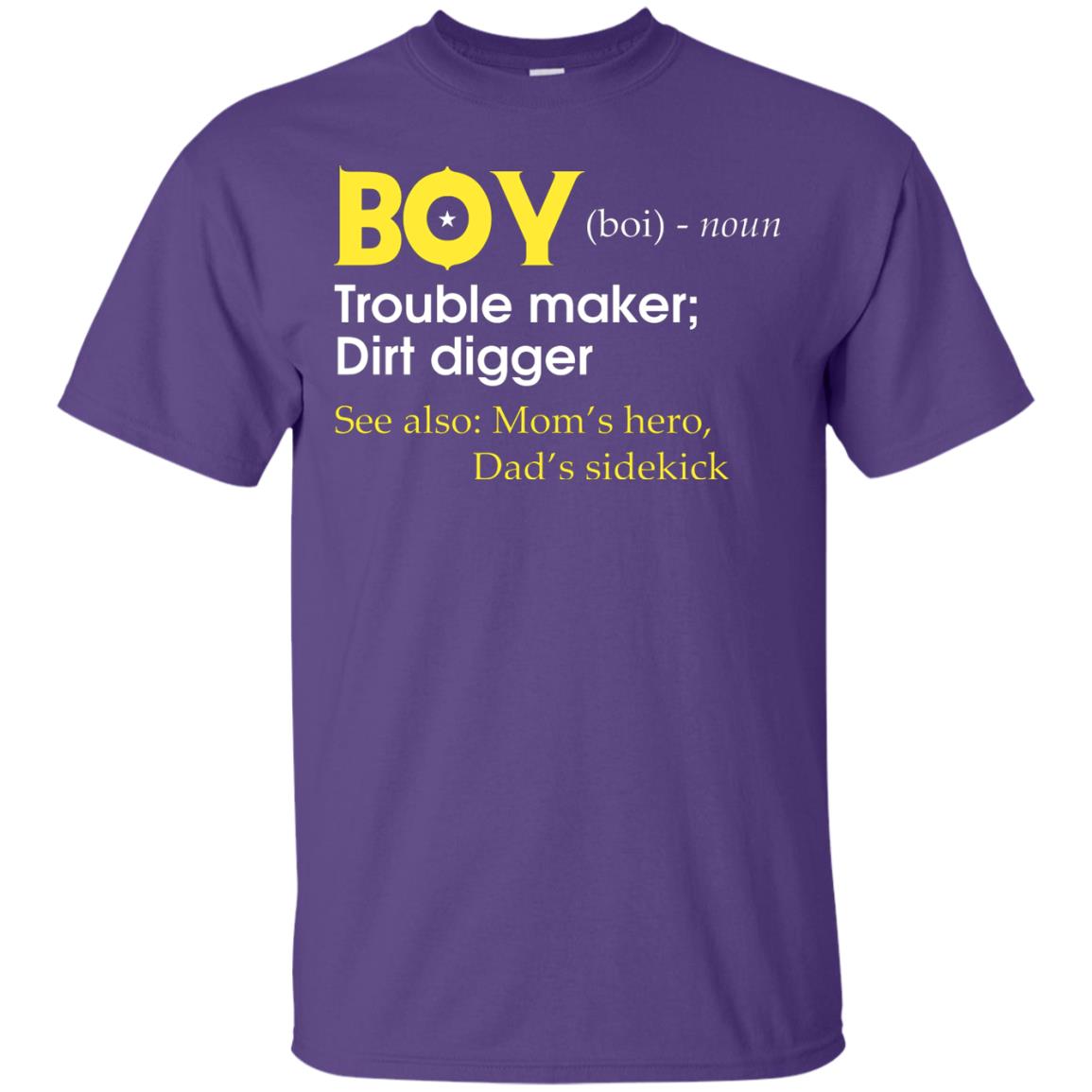 Boy Definition Trouble Maker Dirt Digger Shirt Purple