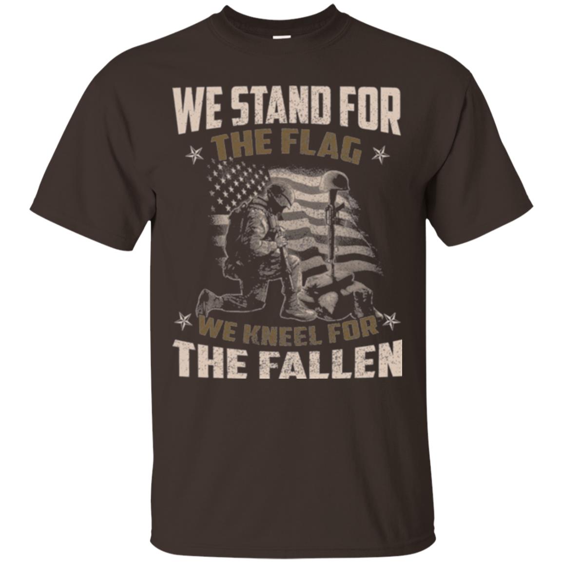 Veteran T-shirt We Stand For The Flag, We Kneel For The Fallen Dark Chocolate