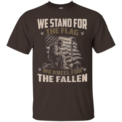Veteran T-shirt We Stand For The Flag, We Kneel For The Fallen Dark Chocolate