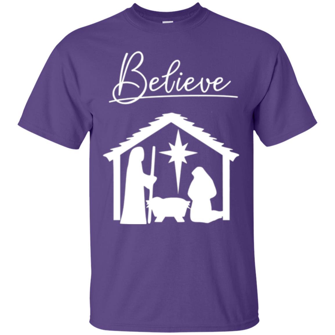 Christian Christmas T-shirt Believe Jesus Celebrate Purple
