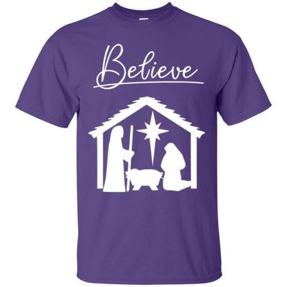 Christian Christmas T-shirt Believe Jesus Celebrate Purple