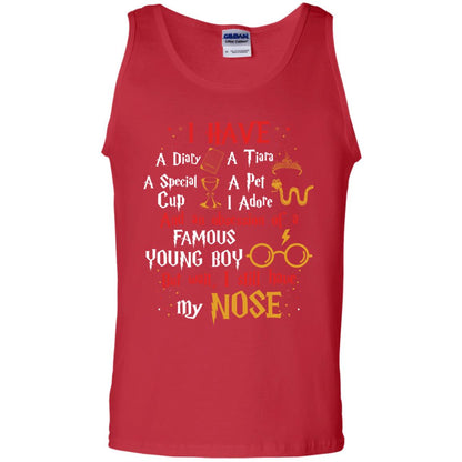 I Have A Diary, A Tiara, A Special Cup, A Pet I Adore And An Obsession Of A Famous Young Boy Harry Potter Fan T-shirtG220 Gildan 100% Cotton Tank Top