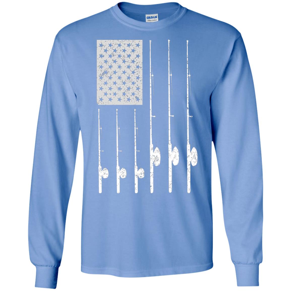 Patriotic Fishing T-shirt American Usa Flag Great Carolina Blue