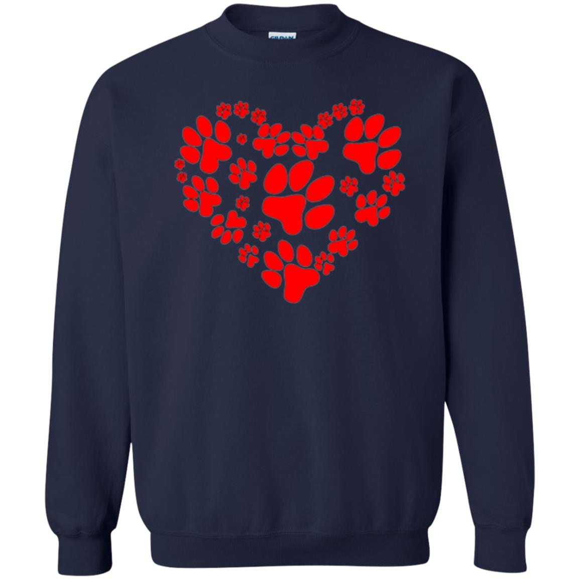 Dog Lover T-shirt Dog Paw Heart Valentine T-shirt Navy