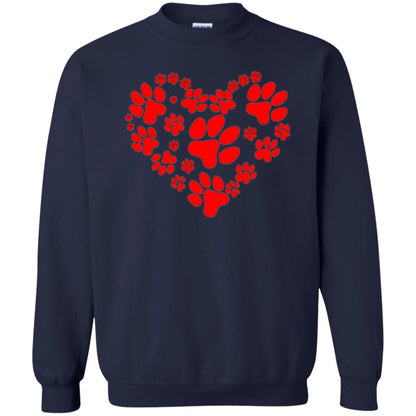 Dog Lover T-shirt Dog Paw Heart Valentine T-shirt Navy
