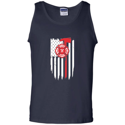 Firefighter T-shirt American Flag Proud Of Us Fireman Navy
