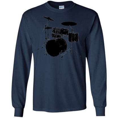 Drum Lovers T-shirt Drum Kit Stencil Print Navy