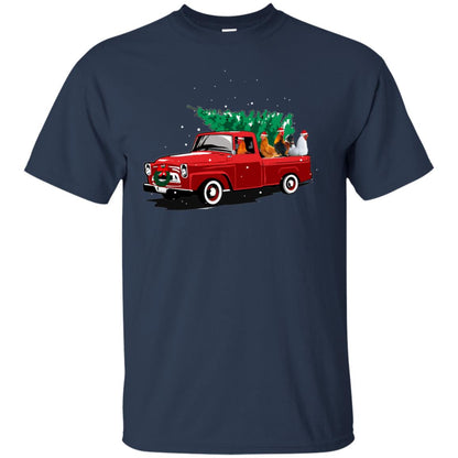 Chickens On Car Merry Christmas Gift Shirt For Mens Womens Navy