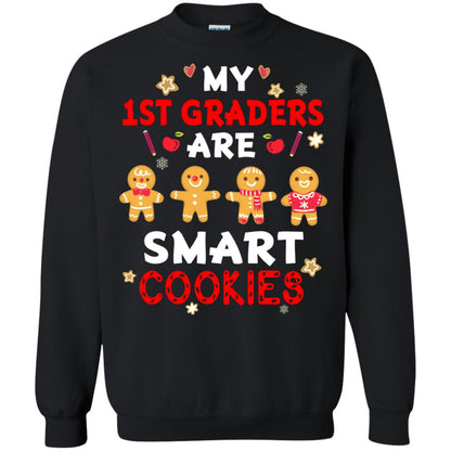 My 1st Graders Are Smart Cookies X-mas Gift Shirt For First Gradeteachers Black