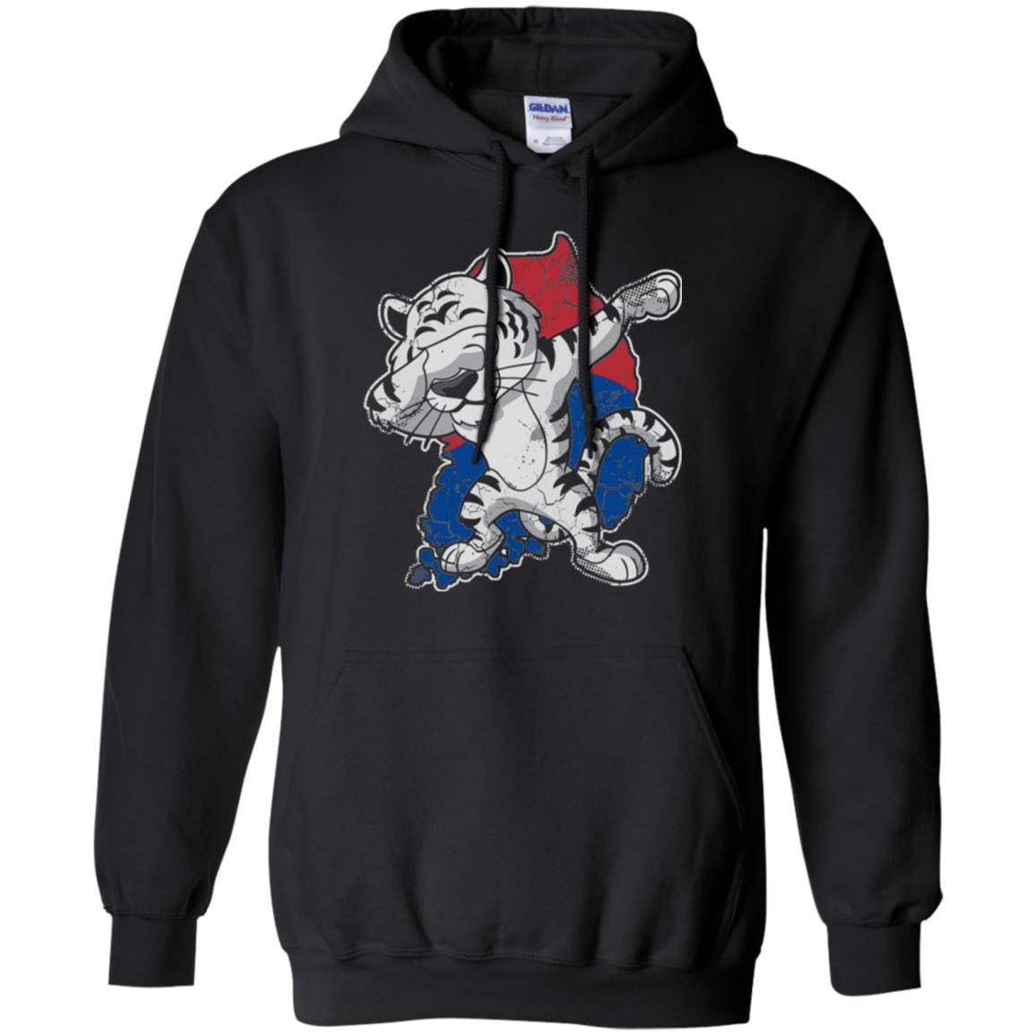 Dabbing White Tiger South Korea Flag T-shirt Black