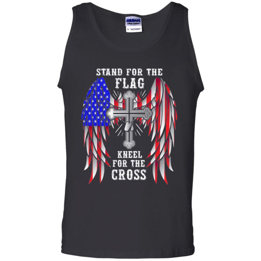Christian T-shirt Stand For The Flag Kneel For The Cross Black