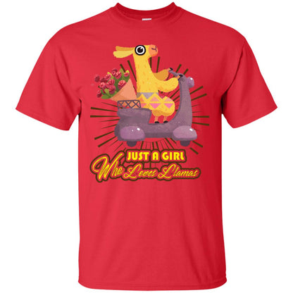 Just A Girl Who Loves Llamas Best Llama Gift Shirt For Girls Red