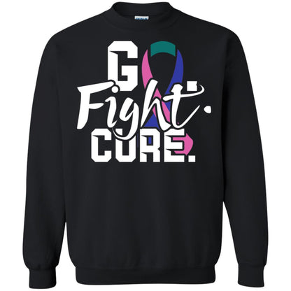 Thyroid Awareness Go Fight Cure Teal Pink Blue Ribbon Shirt Black