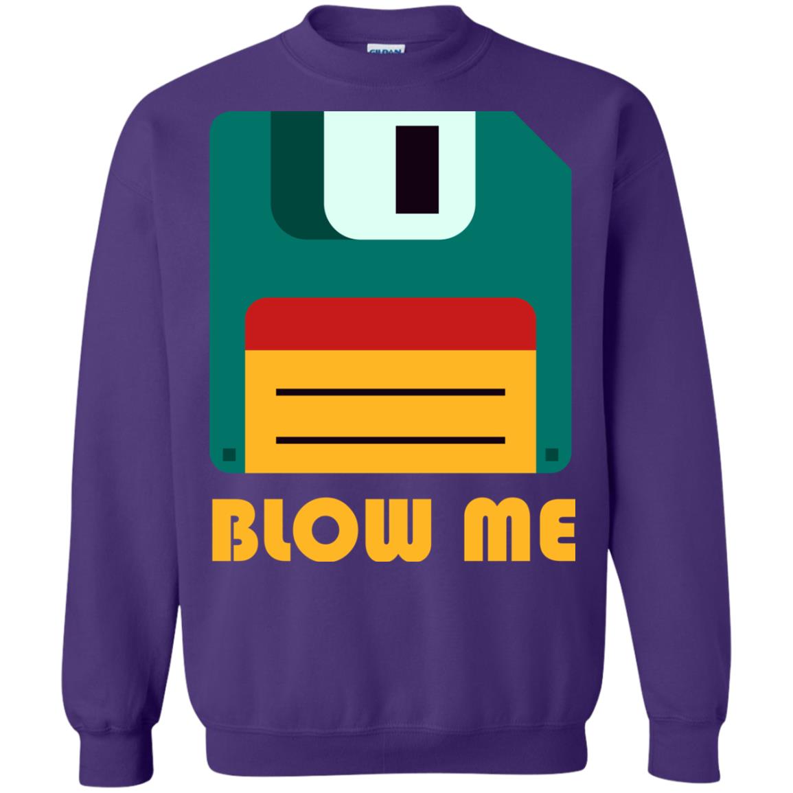 Blow Me Funny Floppy Disk Saying T-shirt Purple