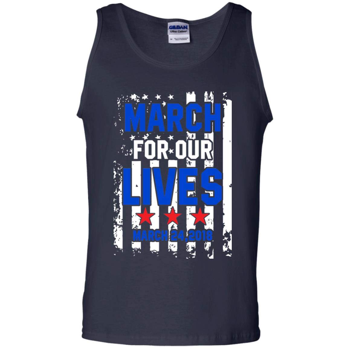March For Our Lives With American Flag Gun Control T-shirt Navy
