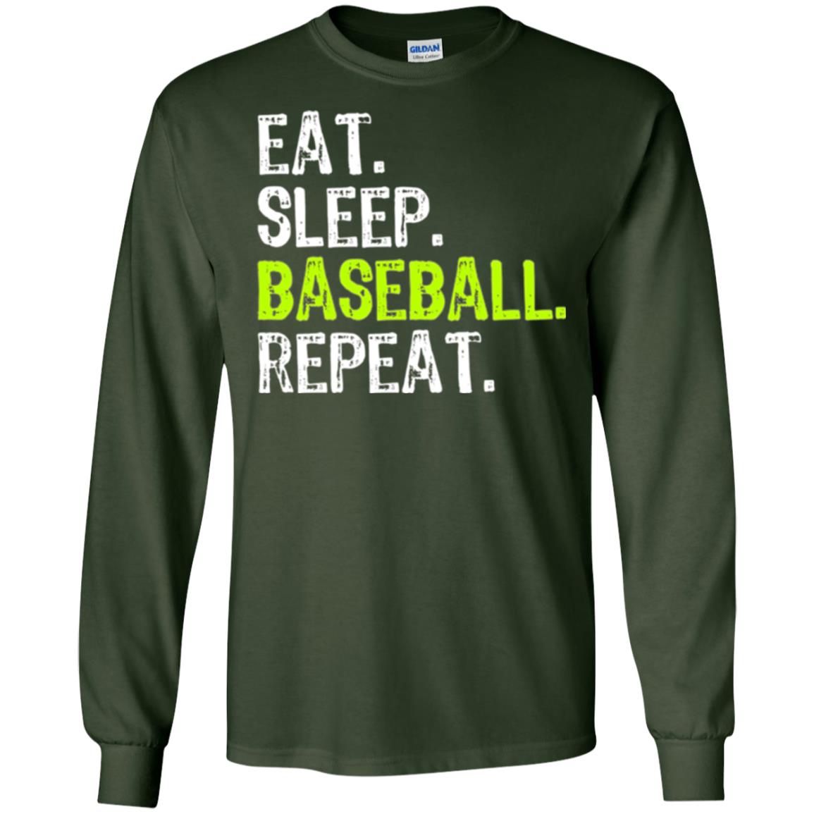 Baseball T-shirt Eat Sleep Baseball Repeat Forest Green