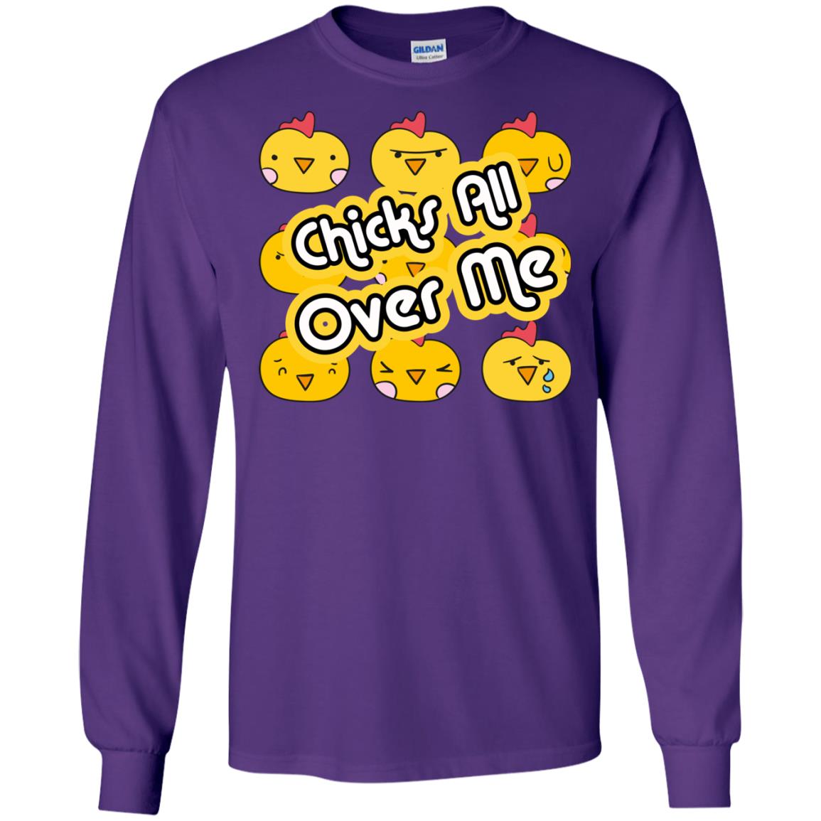 Chicks All Over Me Funny Chickens Shirt For Easter Day Purple