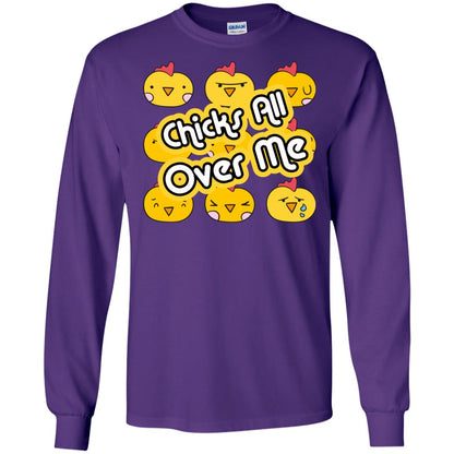 Chicks All Over Me Funny Chickens Shirt For Easter Day Purple