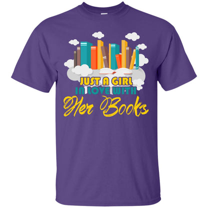 Just A Girl In Love With Her Books Bookworm Gift Shirt For Girls Purple