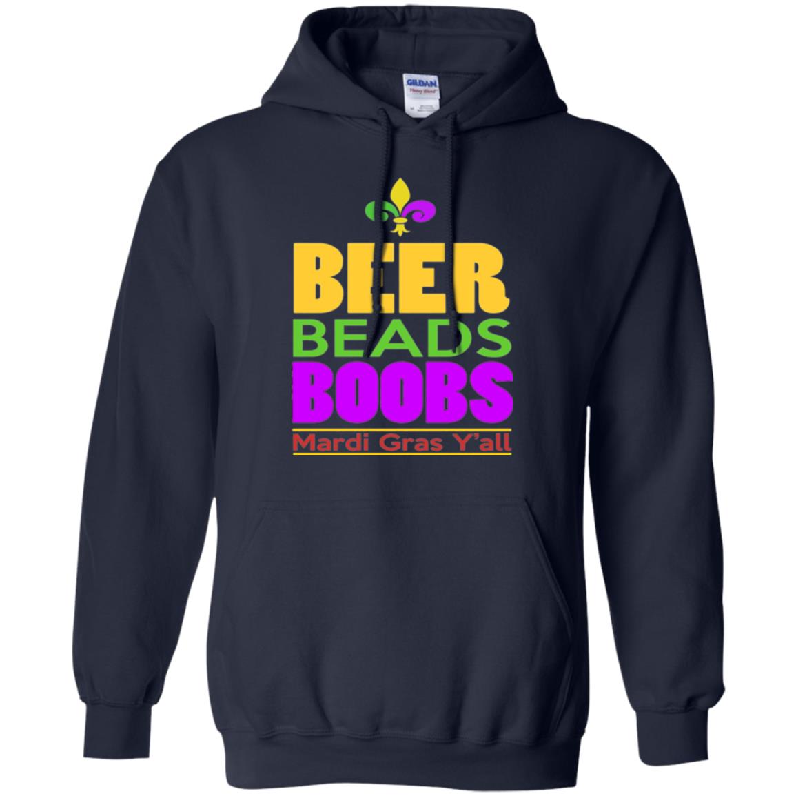Mardi Gras T-shirt Beer Beads Boobs Navy