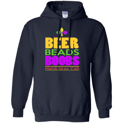 Mardi Gras T-shirt Beer Beads Boobs Navy
