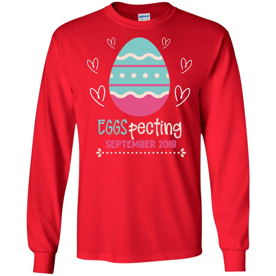 Easter Pregnancy Announcement Shirt Eggspecting September 2018 Red