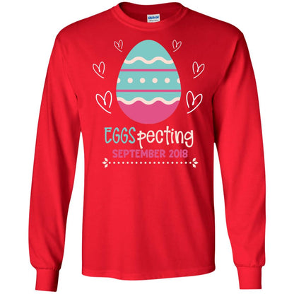 Easter Pregnancy Announcement Shirt Eggspecting September 2018 Red