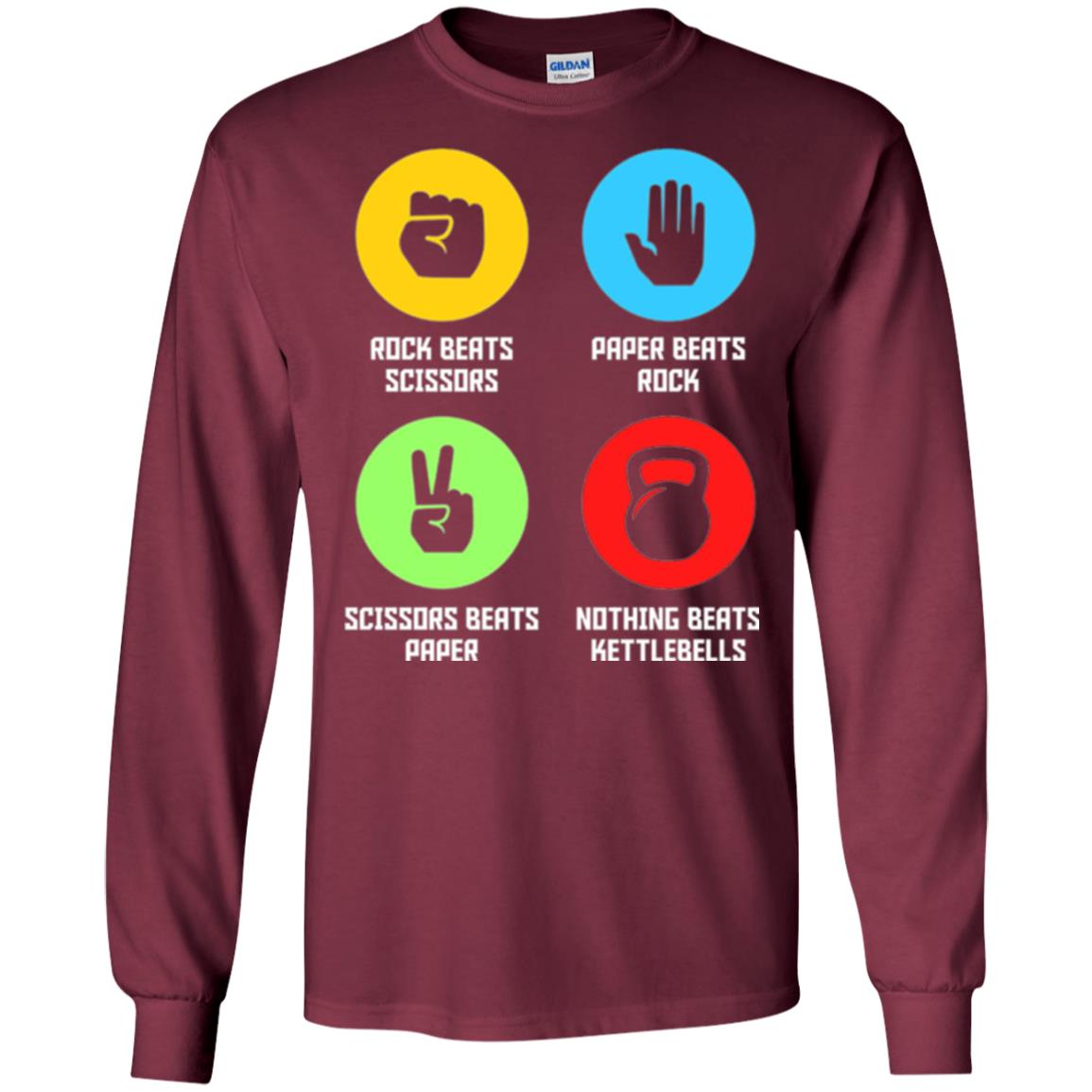Fitness Gym Sports T-shirt Funny Nothing Beats Kettlebells Maroon