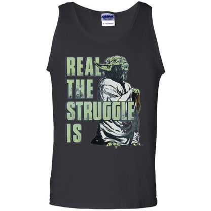 Film T-shirt Star Wars Yoda Real The Struggle Is Graphic Black