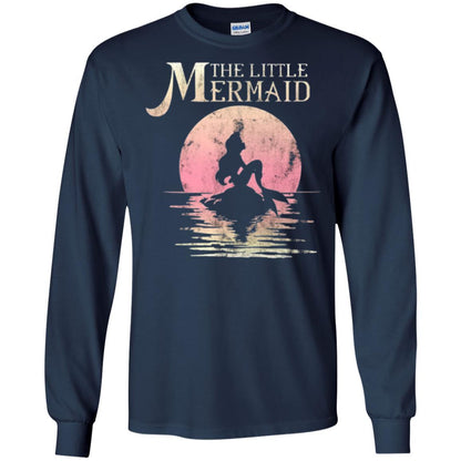 Cartoon T-shirt The Little Mermaid Ariel Rock Moon Silhouette Navy