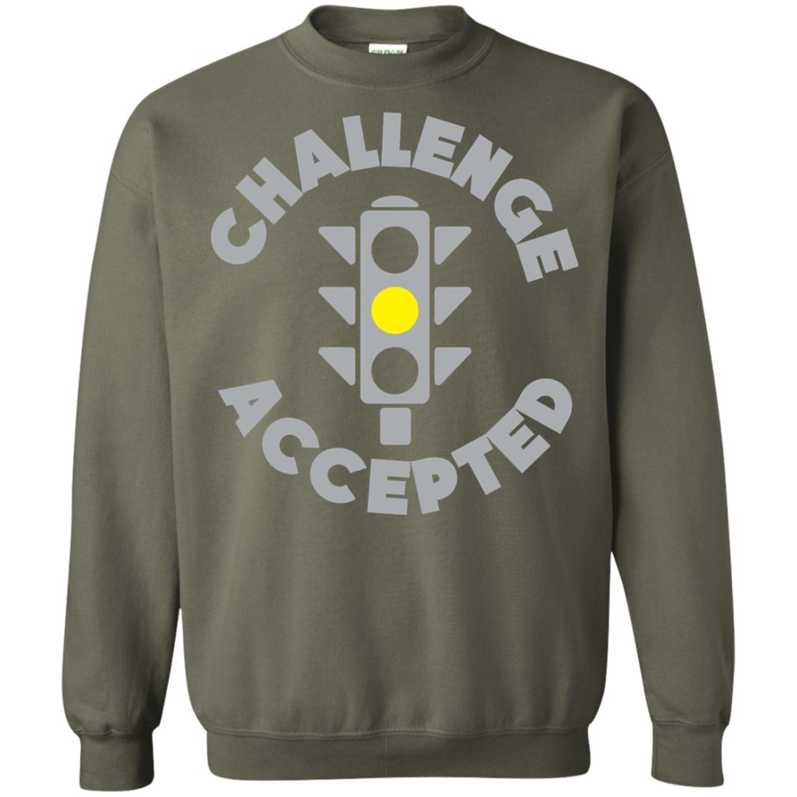 Funny Racing T-shirt Challenge Accepted Yellow Light Car Military Green