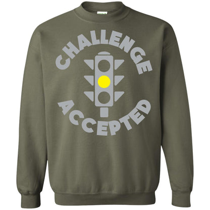 Funny Racing T-shirt Challenge Accepted Yellow Light Car Military Green