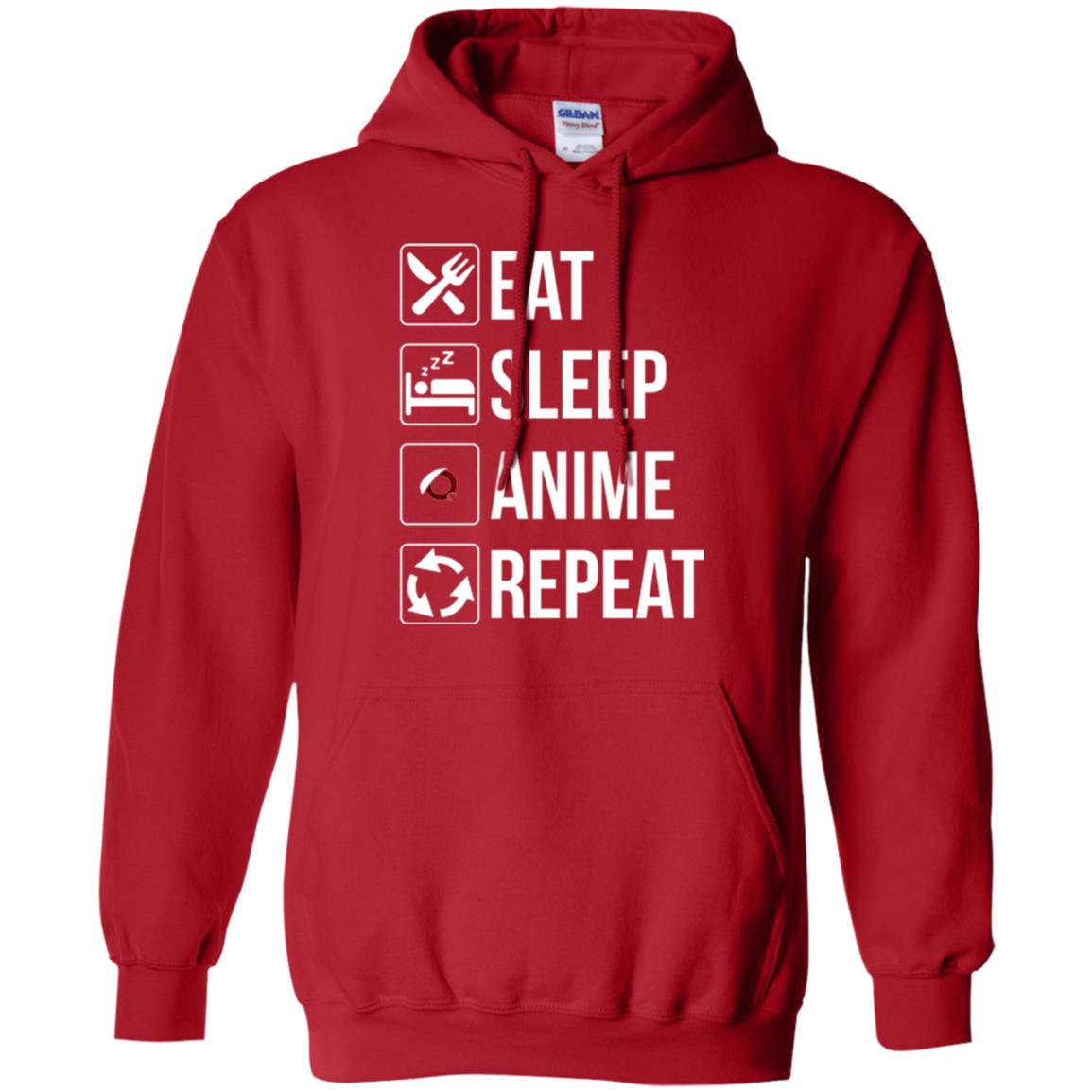 Anime Lovers T-shirt Eat Sleep Anime Repeat Red