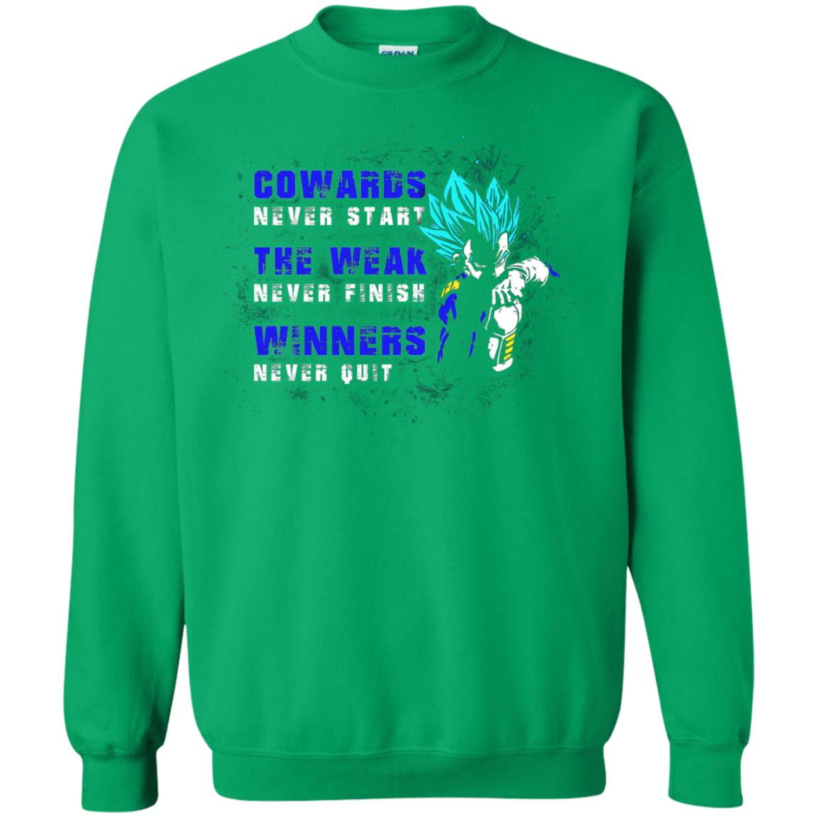 Cowards Never Start The Weak Never Finish Comic T-shirt Irish Green