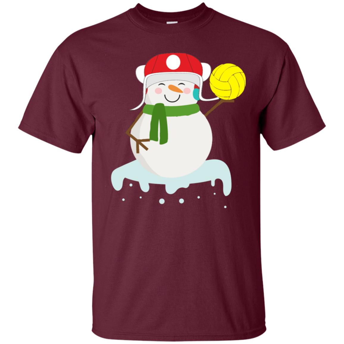 Snowman Play Waterpolo Sport X-mas Shirt Maroon