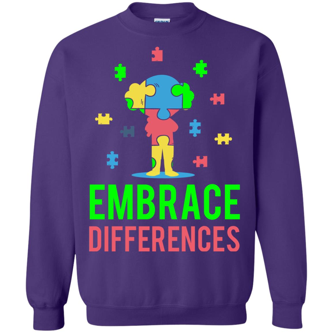 Autism Awareness T-shirt Embrace Differences Purple