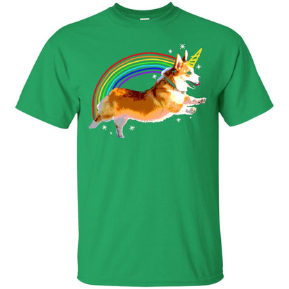 Unicorn Corgi Rainbow Doodle Dog Lover T-shirt Irish Green