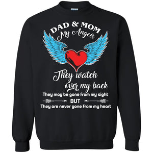Dad And Mom My Angels They Watch Over My Back Family T-shirt