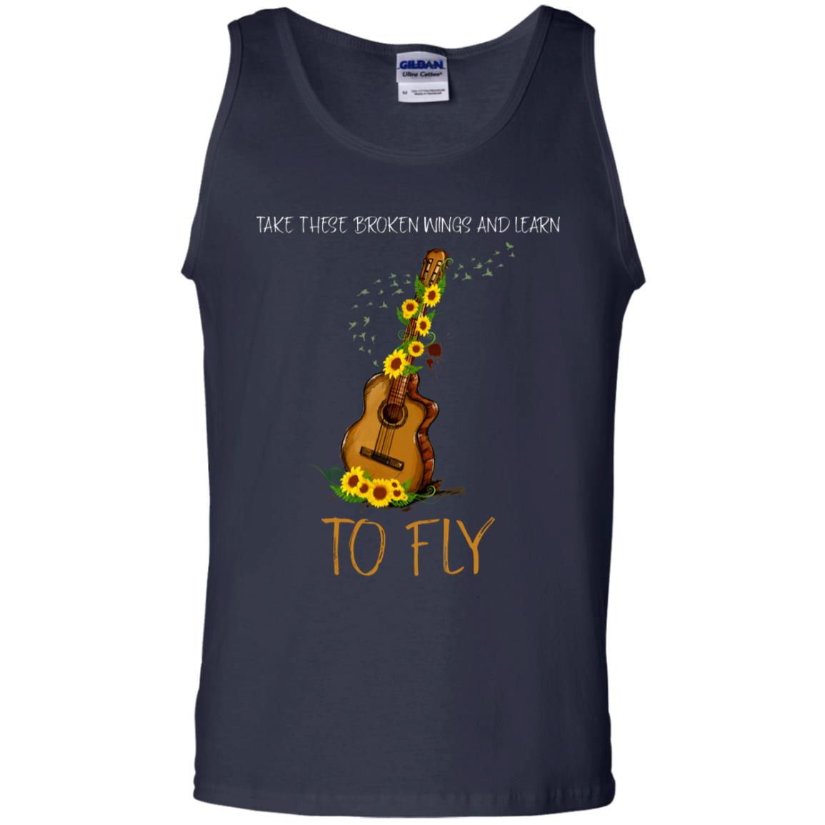 Take These Broken Wings And Learn To Fly Guitar Quote Shirt Navy