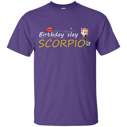 Cute Scorpio Girl Birthday Lip Slay T-shirt Purple