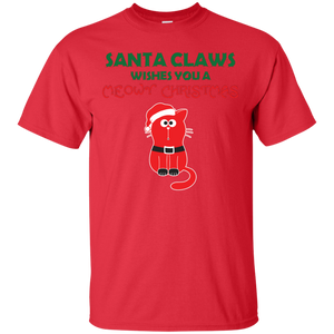 Christmas T-shirt Santa Claws Wishes You A Meowy  Christmas