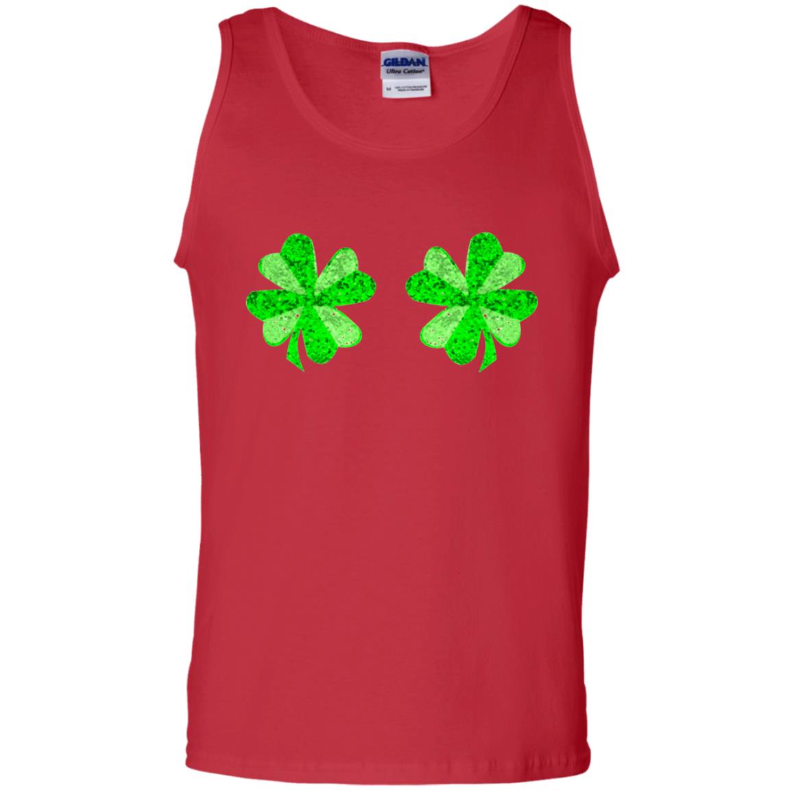 Funny Shamrock Boobs St Patricks Day T-shirt Red
