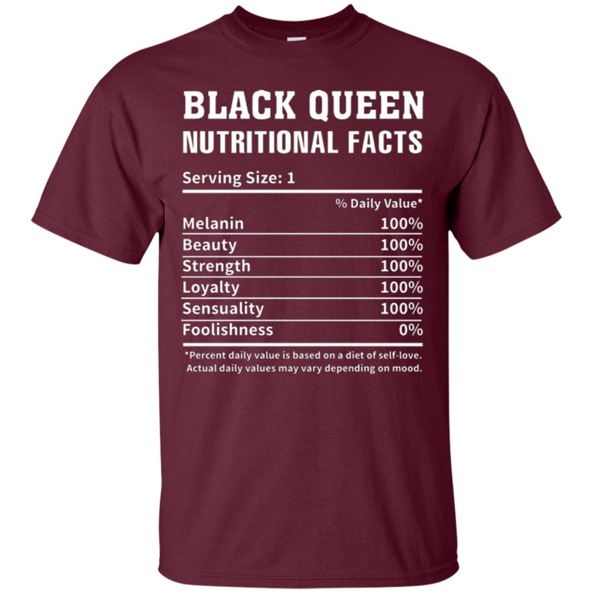 Nubian T-shirt Black Queen Nutritional Facts Maroon
