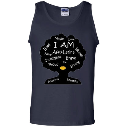 Unisex Bold Afro Latina Proud Black Spanish Culture T-shirt Navy