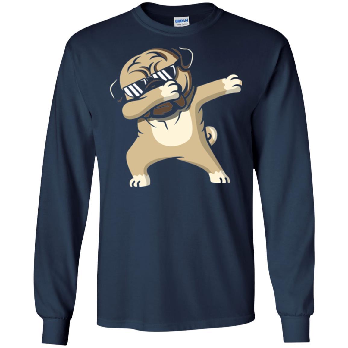Dog Lover T-shirt Dabbing Pug T-shirt Navy