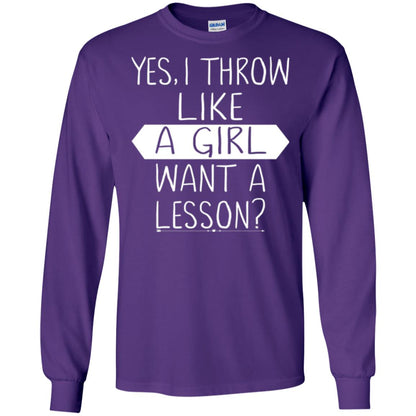 Softball T-shirt Yes I Throw Like A Girl Want A Lesson Purple