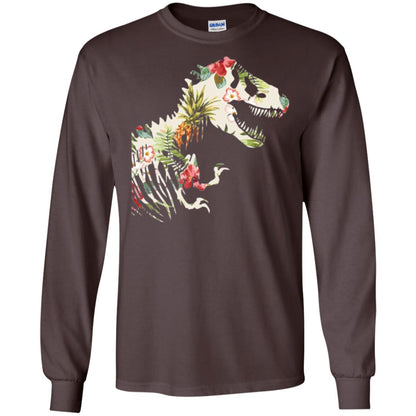 Dinosaur T-shirt Floral Tropical Hawaiian Pattern T Rex Dark Chocolate