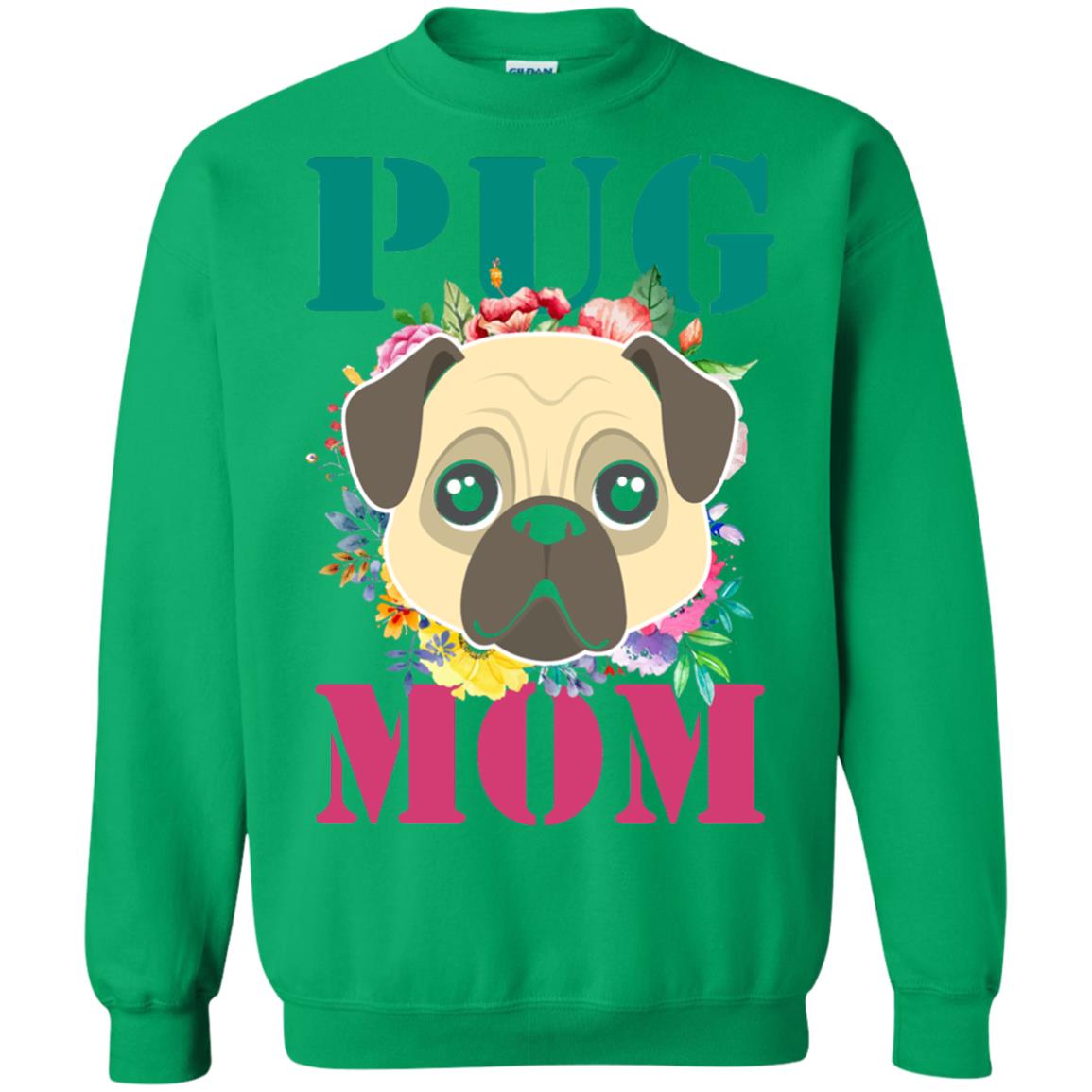 Floral Pug Mom T-shirt Puppy Pet Lover Irish Green