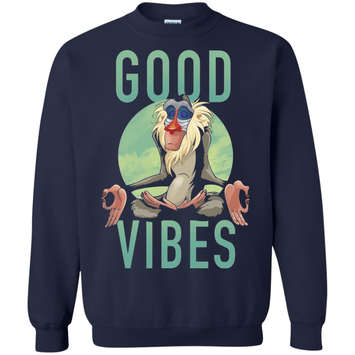 Disney Lion King Rafiki Meditate Good Vibes Graphic T-shirt Navy